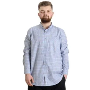 Büyük Beden Erkek Gömlek Ekose Uzun Kollu 23300 Taba