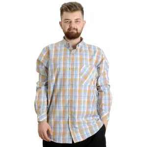 Big Size Mens Plaid Long Sleeved Pocket Shirt 23300 Green