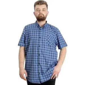 Büyük Beden Erkek Gömlek Ekose Kısa Kollu 23301 Çağla