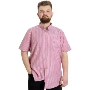 Büyük Beden Erkek Gömlek Ekose Kısa Kollu 23301 Kırmızı