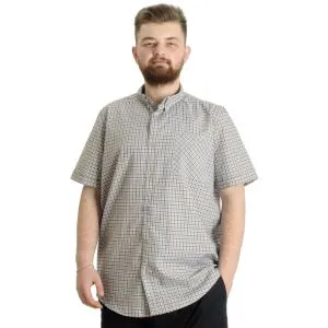 Büyük Beden Erkek Gömlek Ekose Kısa Kollu 23301 Koyu Kahve