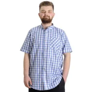 Büyük Beden Erkek Gömlek Ekose Kısa Kollu 23301 Mor