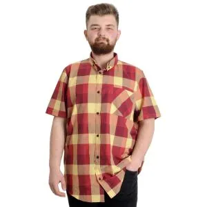 Büyük Beden Erkek Gömlek Ekose Kısa Kollu 23301 Sarı