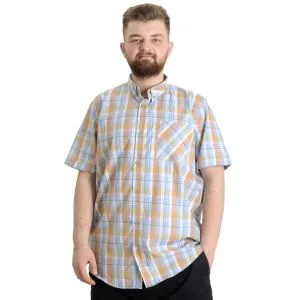 Büyük Beden Erkek Gömlek Ekose Kısa Kollu 23301 Yeşil