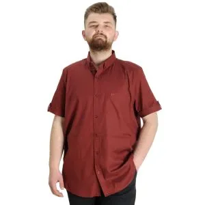 Büyük Beden Erkek Gömlek Gabardin Kısa Kol Tek Cep 23302 Bordo