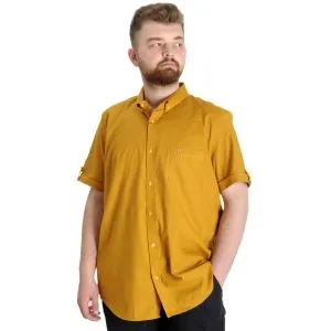 Büyük Beden Erkek Gömlek Gabardin Kısa Kol Tek Cep 23302 Hardal