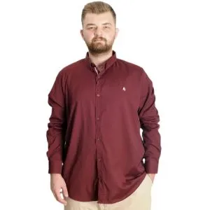 Büyük Beden Erkek Gömlek U.Kol Tom Oxford 23303 Bordo