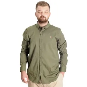 Büyük Beden Erkek Gömlek U.Kol Tom Oxford 23303 Haki