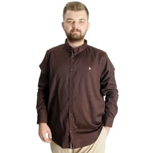 Büyük Beden Erkek Gömlek U.Kol Tom Oxford 23303 Kahverengi