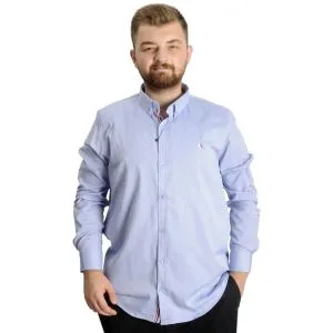 Büyük Beden Erkek Gömlek U.Kol Tom Oxford 23303 Mavi