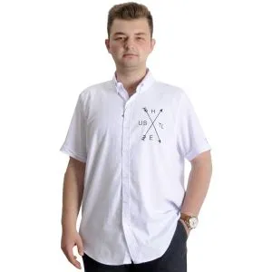 Mens Big Size Gabardinee Shirt HUSTLE 23306 White