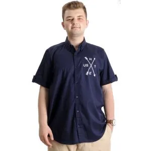 Erkek Büyük Beden Gabardin Gömlek HUSTLE 23306 Lacivert