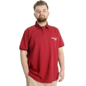 Büyük Beden Erkek T-shirt Polo PORT SHIELD 23317 Bordo