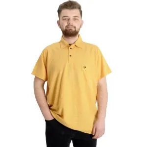 Büyük Beden Erkek T-shirt Polo Cepli Golf WAFFLE 23320 Hardal