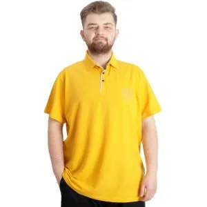 Büyük Beden Erkek T-shirt Polo E.S.T 1991 23322 Hardal