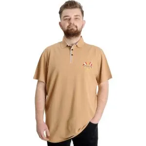 Büyük Beden Erkek T-shirt Polo MODE TEAM 23324 Bej