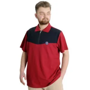 Büyük Beden Erkek T-shirt Polo FRAGMENTED 23325 Bordo
