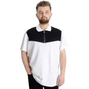 Büyük Beden Erkek T-shirt Polo FRAGMENTED 23325 Beyaz