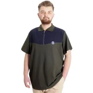 Büyük Beden Erkek T-shirt Polo FRAGMENTED 23325 Haki
