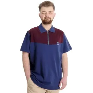 Büyük Beden Erkek T-shirt Polo FRAGMENTED 23325 İndigo