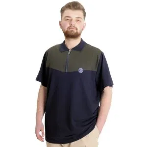 Büyük Beden Erkek T-shirt Polo FRAGMENTED 23325 Lacivert