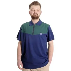 Büyük Beden Erkek T-shirt Polo FRAGMENTED 23325 Mavi