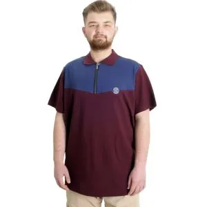 Büyük Beden Erkek T-shirt Polo FRAGMENTED 23325 Mürdüm