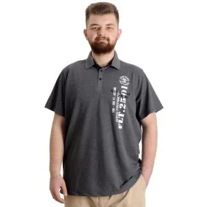 Büyük Beden Erkek T-shirt Polo Parçalı FLT 23329 Antramelanj