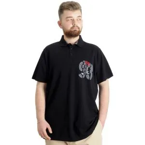 Büyük Beden Erkek T-shirt Polo Parçalı LIMITED 23330 Siyah
