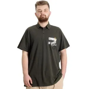 Büyük Beden Erkek T-shirt Polo Parçalı SUMMER 23331 Haki