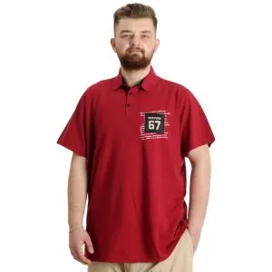 Büyük Beden Erkek T-shirt Polo Parçalı NYC 23332 Bordo