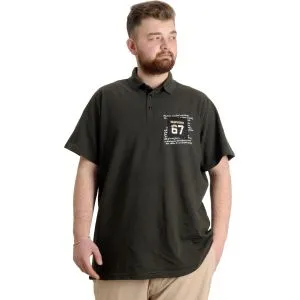 Büyük Beden Erkek T-shirt Polo Parçalı NYC 23332 Haki