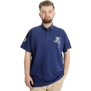 Büyük Beden Erkek T-shirt Polo CAPTIAN 23338 İndigo