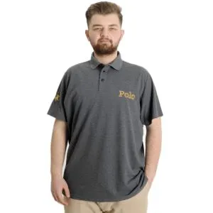 Büyük Beden Erkek T-shirt Polo HORSE 23339 Antramelanj