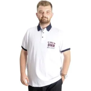 Büyük Beden Erkek T-Shirt Polo DNM 23343 Beyaz