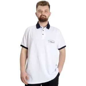 Büyük Beden Erkek Polo T-shirt SAILING 23344 Beyaz