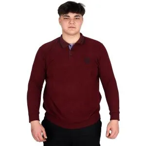 Büyük Beden Erkek Sweat Polo Selanik Horse 23440 Bordo