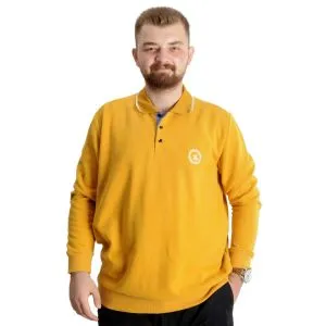 Büyük Beden Erkek Sweat Polo Selanik Horse 23440 Hardal