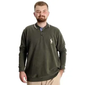 Büyük Beden Erkek Sweat Polo Selanik Horse 23442 Haki