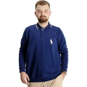 Büyük Beden Erkek Sweat Polo Selanik Horse 23442 İndigo