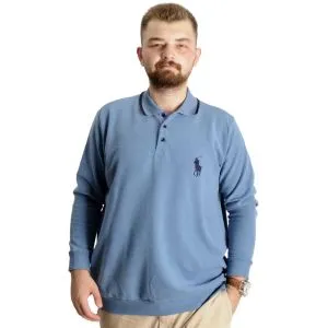 Büyük Beden Erkek Sweat Polo Selanik Horse 23442 Mavi