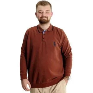 Büyük Beden Erkek Sweat Polo Selanik Horse 23442 Tarçın