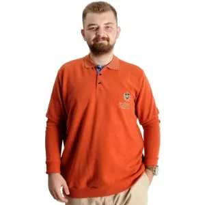 Büyük Beden Erkek Sweat Polo Selanik Classic Sport 23444 Kiremit
