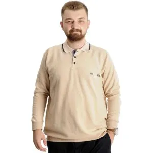 Büyük Beden  Sweat Polo Selanik Mode 23448 Bej