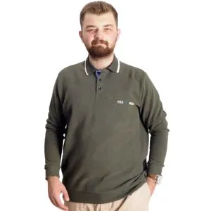 Big Tall Mens Polo Sweatshirt Velvet substitute Mode 23448 Khaki