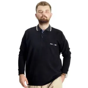 Büyük Beden Erkek Sweat Polo Selanik Mode 23448 Siyah