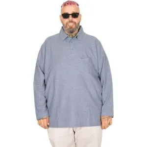 Big Size Mens Sweatshirt Polo Long Arm WAFFLE 23449 Indigo