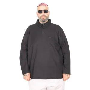 Big Size Mens Sweatshirt Polo Long Arm WAFFLE 23449 Black