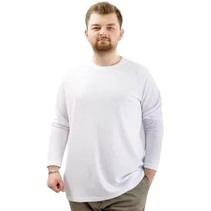 Büyük Beden Erkek Sweatshirt Bisiklet Yaka Uzun Kol WAFFLE 23460 Beyaz