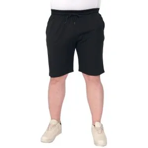 Büyük Beden Erkek Şort Düz Waffle 23498 Kömür Siyah